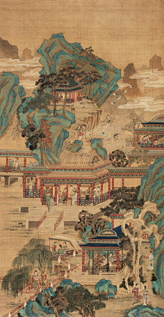 宋代古画-花瓣网|陪你做生活的设计师 | 轴欣赏 | 明|仇英(约1498-1552)字实父，号十洲，吴门四家之一。擅人物仕女，工设色水墨 ...