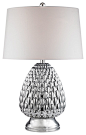 27" Mercury Acorn Lamp w/ Geneva White Linen Shade - traditional - Table Lamps - Tiffany Lamp Collection