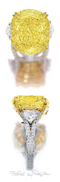 Impressive Fancy Canary + White Diamond Ring: 