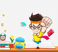 卡通手绘高考奋斗插画免抠psd免抠素材_新图网 https://ixintu.com 书包,书本,卡通手绘,奋斗,学习,学生,拳头,桌子,看书,闹钟