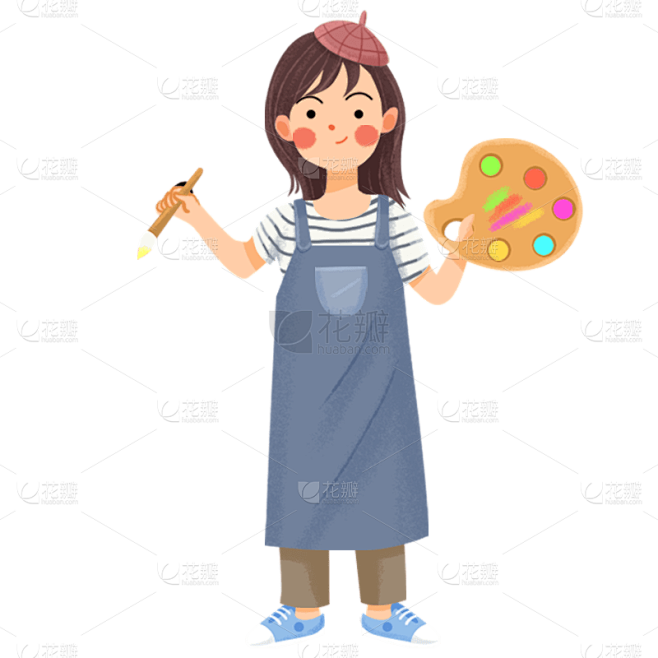 手绘-人物插画贴纸-画家