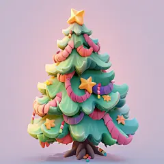 卡通3d立体圣诞树圣诞球素材圣诞节素材