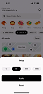 Uber Eats Filtering Uber Eats screen