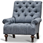 Donata Modern Classic Tufted Charcoal Grey Linen Armchair