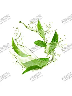 水花中的茶叶绿茶元素 【酷图网】国潮风,谷雨,节气,春茶元素,茶叶,茶山,水花中的茶叶,绿茶元素