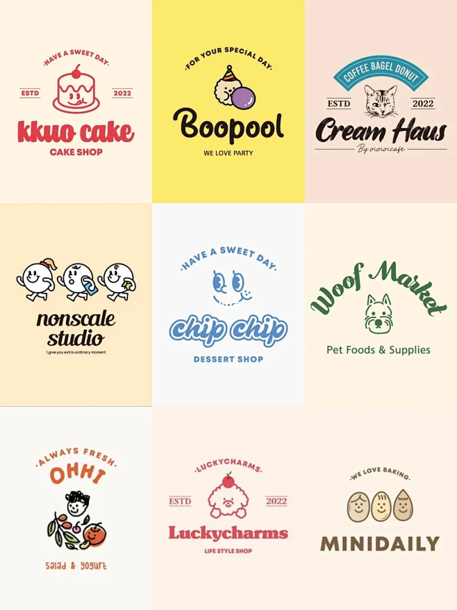 logo设计｜韩式可爱甜品蛋糕店小logo