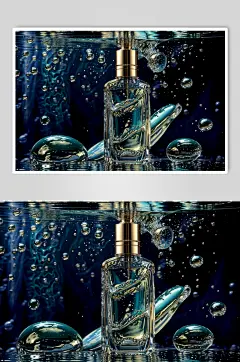 AI数字艺术玻璃瓶展示样机效果图