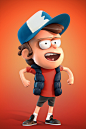 Dipper Pines, Yury Muzyrya :   A quick tribute to the "Gravity Falls" animated series hero Dipper Pines. I wanted to make him as close as possible to the original, with the exception of materials, perhaps.
  The character is fully animation read