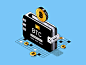 Bitcoin Wallet 3d bank banking bitcoin crypto finance fintech grid halftone hardware icon illustration isometric key metal nft reflection texture vector web3