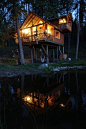 Exotic Treehouse :: Looks so romantic and cozy lit up at night