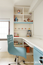 现代简约风格三室一厅90后小孩书房书架书桌椅子装修效果图片 #书架#