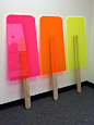 make giant popsicles for summer party with neon acrylic and wood- hmmm kinda neat. people could write a message on there...