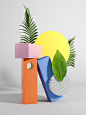 Stages : Exploration of different conceptual and design stages. Simple geometric forms, colors and textures are all combined into one to achieve good visual communication. The project is focused on real-world objects in a digital environment like leaves i