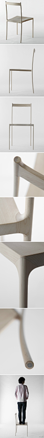 木器美：Ghost Stories：Nendo | nendo与广岛县的丸二木工株式会社的共同制作，脚的直径是仅仅15毫米。内部采用9毫米的金属框架，椅子的外部则都是完整的木纹肌理。（专注木器家居@木器美）