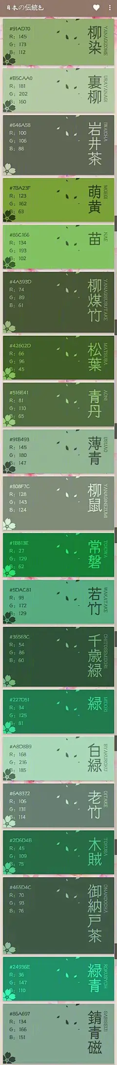 日本传统配色  ~（转）via @美术绘画教程 ​ ​​​​