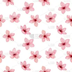 无缝图案手绘水彩樱花，花朵精致。日本的樱花。设计婚礼请柬，面料，包装，纺织品，封面，明信片，纸，贺卡
