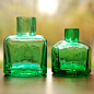 日本倉敷意匠计画室 吹型墨水瓶/小花器/玻璃瓶 复古翠绿