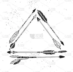 手绘矢量插图。复古装饰箭头系列