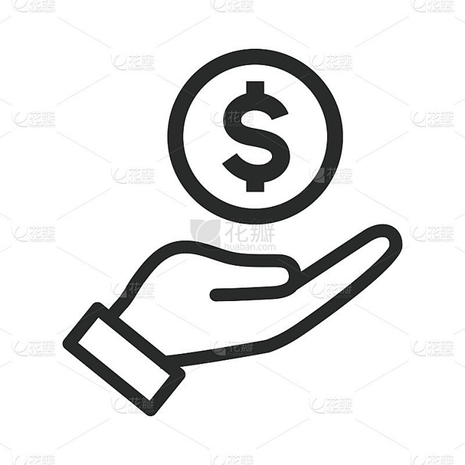 手握金钱图标矢量设计插图