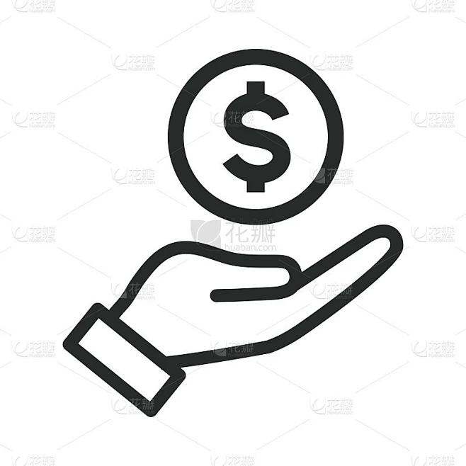 手握金钱图标矢量设计插图素材-花瓣网
