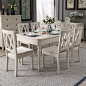 美式实木餐桌家用小户型白色长方形饭桌欧式餐桌椅组合现代简约