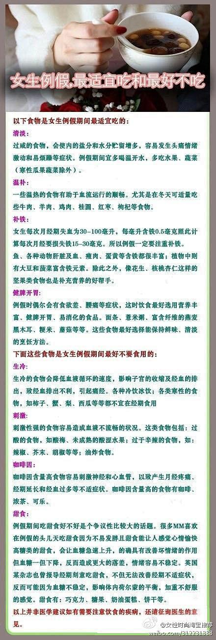 【女生例假,最适宜吃和最好不吃】要注意小...