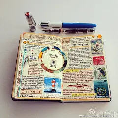 Moleskine笔记本应该怎么用？by 德国艺术家Jose’Naranja，将这本笔记本注入旅行所观察到事物，里头内容令人瞠目结舌，彷佛就是一本艺术作品，里面的插画就像创作一幅画一样精致，穿插着不同种字体及排版，彷佛一本本旅行杂志一样，但更加复杂与精致...OMoleskine笔记本应该怎么用？by 德国艺术家Jo...