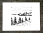 winter landscape linoleum block print - 9" x 12" wall art : This print is a hand carved, printed and pulled open edition linocut of a winter landscape! This print is one of 5 in a series I did for my husbands