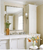 欧风浴室柜：采用洁净清爽的白色调，以及90度的平直设计来表现出欧式风格中的大气与惬意，其轻快纤细的家具线条为空间画出充满艺术气息的一笔。 #采集大赛#
