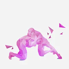 紫色雕像png免抠素材_新图网 https://ixintu.com 手绘 紫色 雕像 摔跤 创意 散落 运动场景 光影