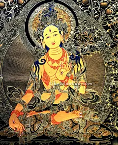 西藏纯正手绘唐卡 白度母黑唐卡 手绘精品唐卡 寺院活佛开光加持-淘宝网