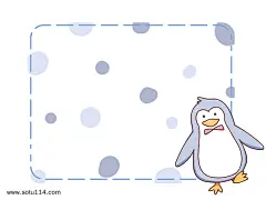 紫色的企鹅边框插画