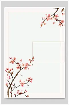 清新淡雅极简桃花背景模版素材