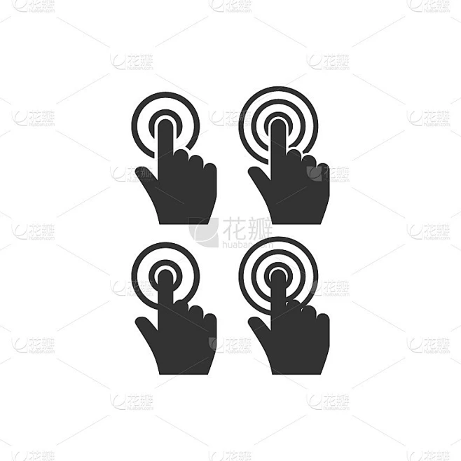 Cursor hand pointer click vector icon set.素材-花瓣网