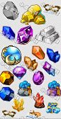 手游游戏UI设计常用素材 宝石 钻石 水晶 宝箱 金 图标 素材-淘宝网