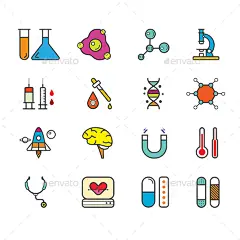 科学和医学图标集——科技图标Science and Medical Icon Set - Technology Icons原子、大脑、化工、设计、设计师,平坦,图标,医疗、显微镜、分子科学,标志,符号,技术,网络技术、工具,矢量, atom, brain, chemical, design, designer, flat, icon, medical, microscope, molecules, science, set, sign, symbol, tech, technology, tool, ve