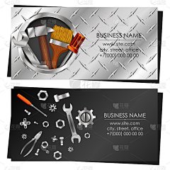 带维修和服务工具的名片