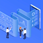 business-intelligence-department-teamwork-data-mining-visualisation-analysis-insights-decision-making-digital-symbolic-isometric-background-composition-vector-illustration_1284-69747