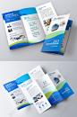 蓝色创意企业三折页宣传册设计模板