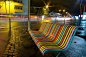 KLD DESIGN pour AREA mobilier urbain，户外座椅，五彩线条座椅