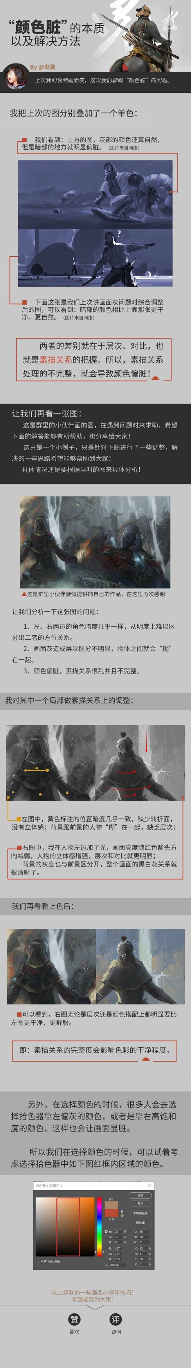 分享一下自己关于【如何正确临摹以及颜色脏...
