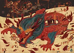 【Victo Ngai 不一样的中国风】香港插画师Victo Ngai，中文名字倪传是2014年登上福布斯艺术榜最年轻的插画师，她的插画作品被喻为“用东方的色彩展现了西方的哲学”。舞动的金鸡，绚丽的锦鲤，后羿射日，猴子捞月，流畅飘逸的线条，偏灰却又饱满的色彩，作品造型带着浓郁的神话色彩。画面细节感充足， ​​​​...展开全文c