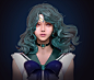 Sailor Neptune Fan art, mina kim : Hi guys~
It is fan art of sailor neptune.
I've remade her by my style. I tried to make like romance comic (少女漫画 ) mood.
I used Z brush and photoshop. 
And I am going to make more charaters of Sailor moon series as busts.