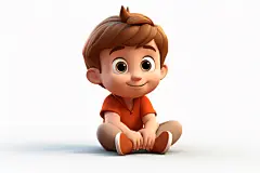 坐姿男孩六一儿童节人物模型图片