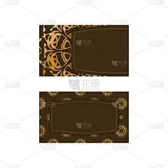 名片棕色与抽象的黄金饰品您的品牌。