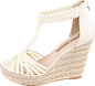 原单白色田园风T型带罗马编织坡跟凉鞋（多色）-最搭配