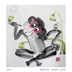 持续更新画儿晴天猴年作品-猴年插画，猴年水墨画，猴年生肖画