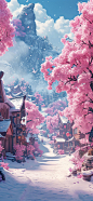 唯美场景 古风风景 插画壁纸 #AI绘画#