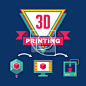 3D Printing Process - Creative Vector Illustration #标记 / 符号#