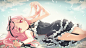 Anime 1920x1080 anime girls anime pink hair pink eyes long hair looking at viewer lying down smiling